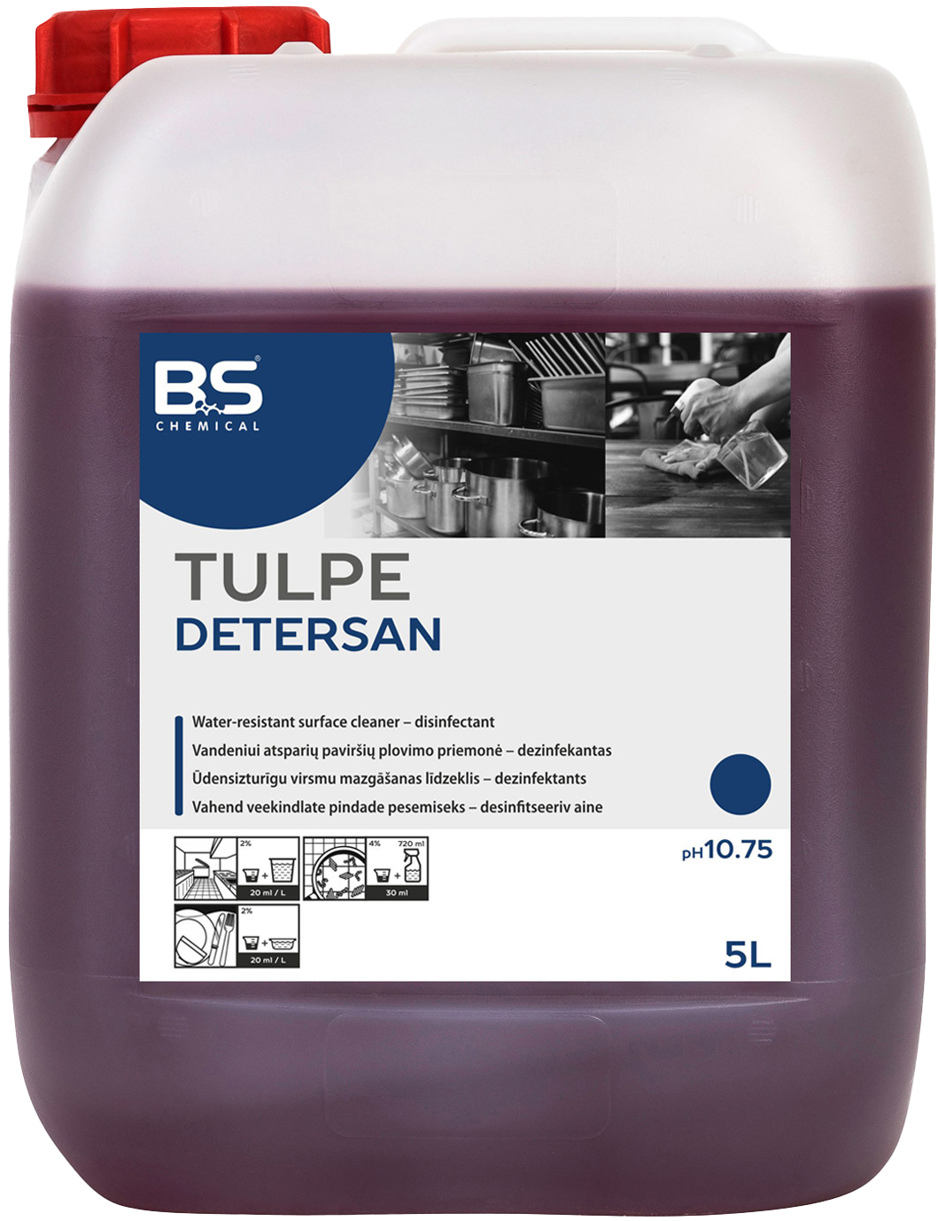 BS Tulpe Detersan desinfitseeriv puhastusaine toiduainete tootmises 5L