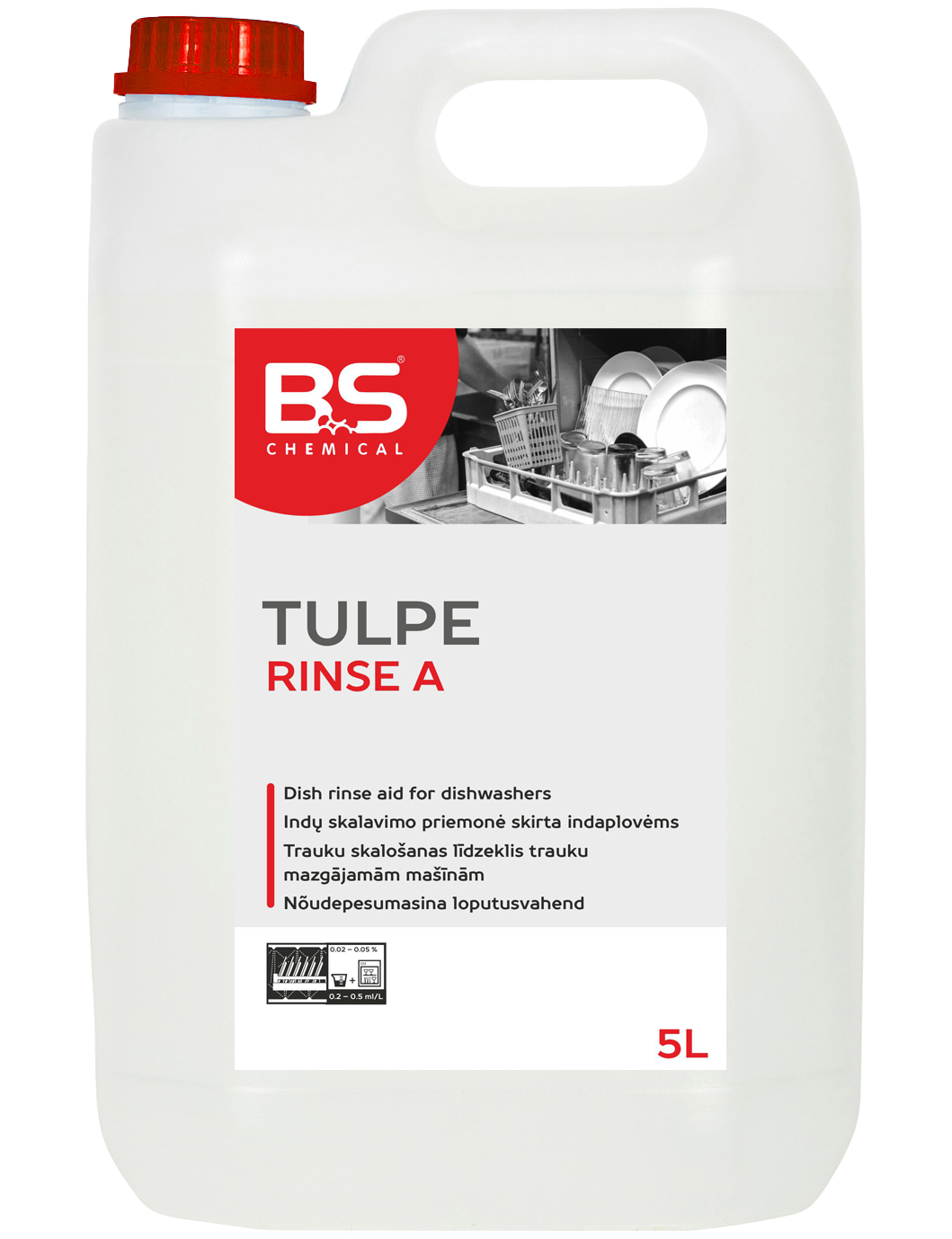 BS Tulpe Rinse A nõudepesumasina loputusaine alkoholiga 5L