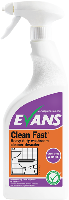 Evans Clean Fast happeline sanitaarruumide puhastusaine 750ml vahupihusti, kastis 6tk