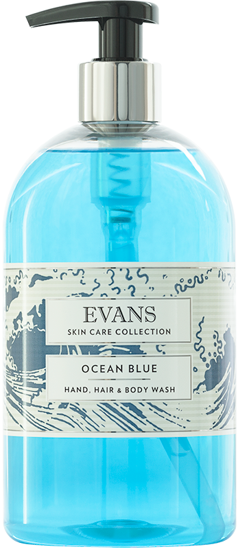 Evans Ocean Blue dušigeel-vedelseep 500ml, kastis 6tk