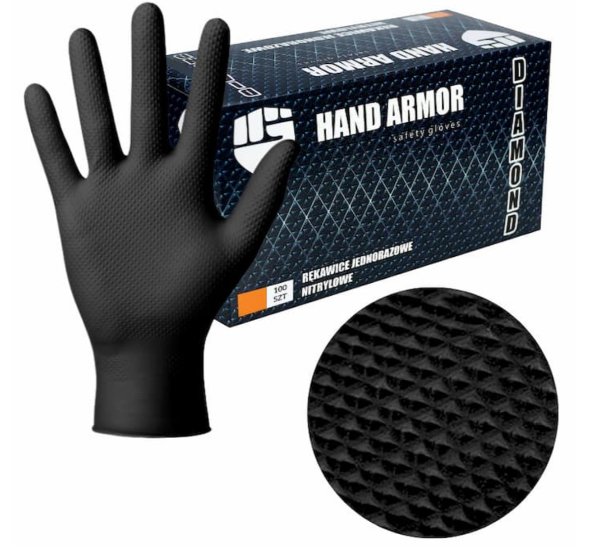 Ühekordsed Grip kindad Hand Armor M, must, karbis 100tk