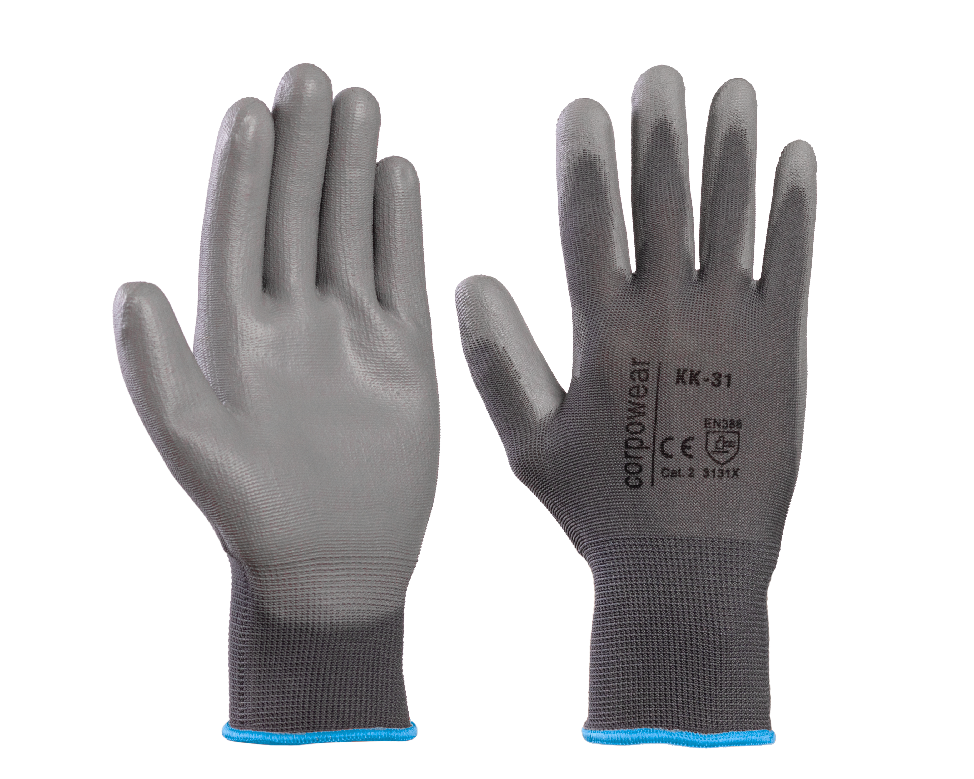 Polüesterkindad PU-kate peopesas, suurus 9, pakis 12paari