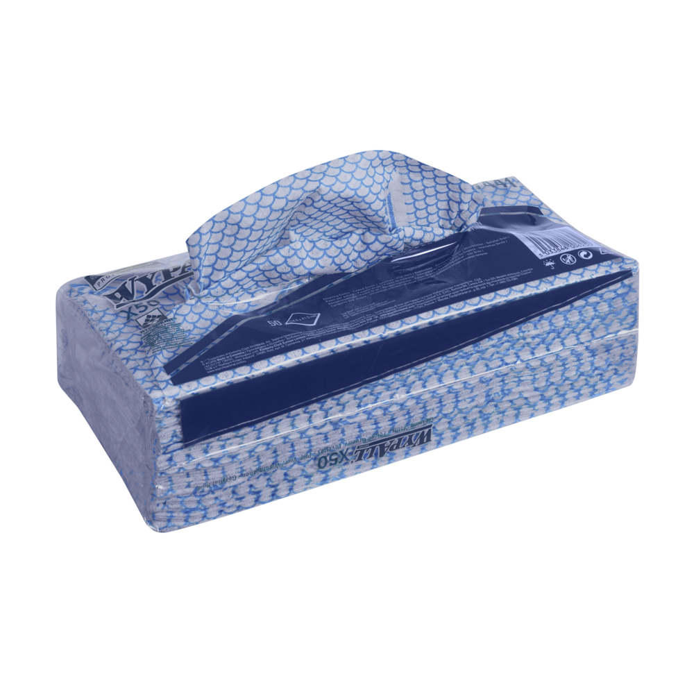 KC WypAll® X50 ühekordne lapp, sinine, pakis 50tk, kastis 6pk