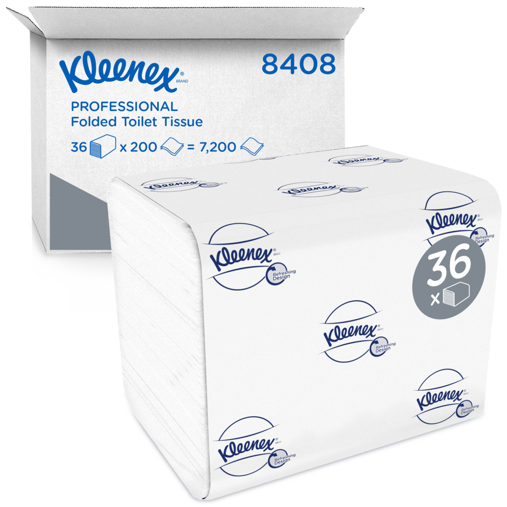 KC Kleenex® Bulkpack tualettpaber 200lehte, 2x valge, kastis 36pakki