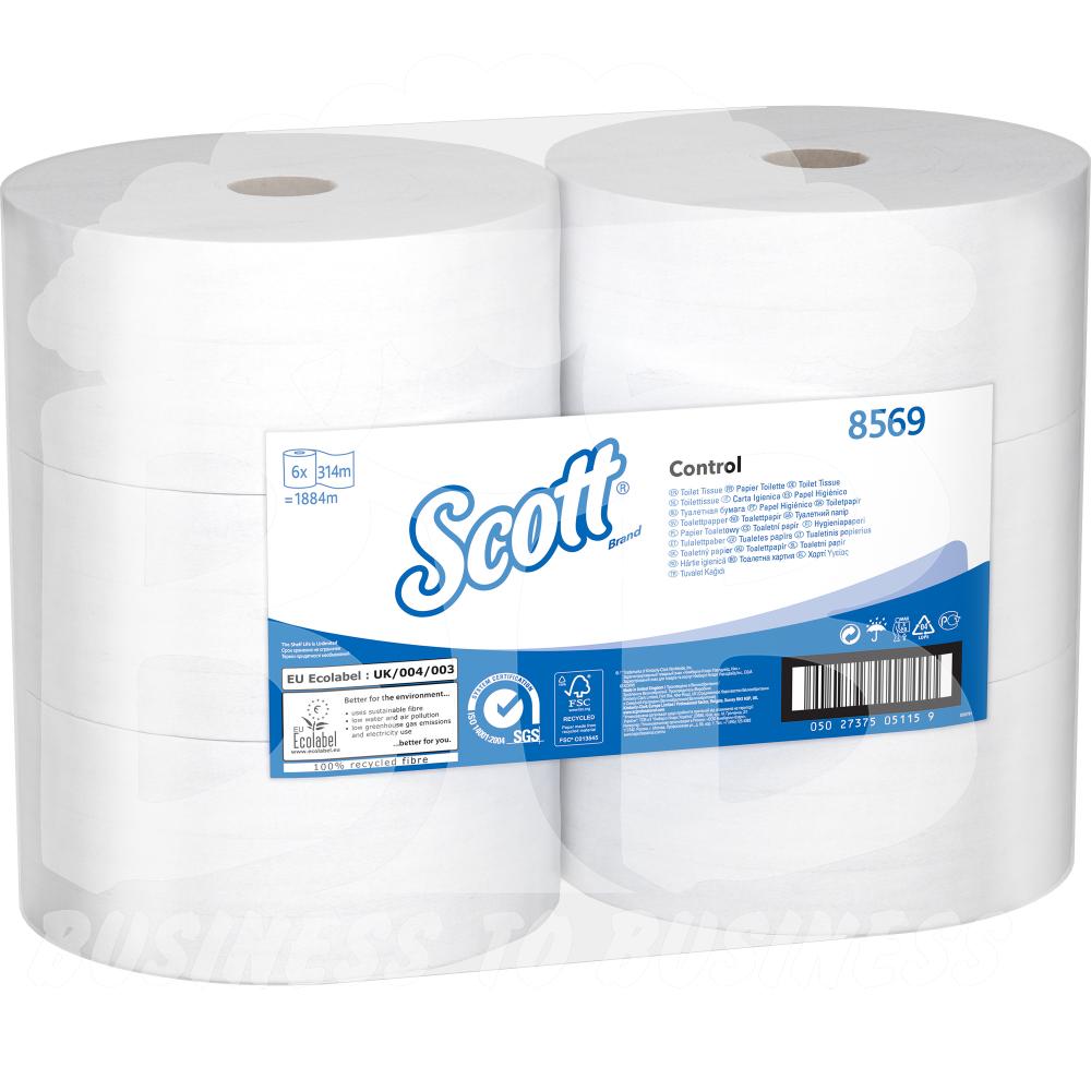 Kimberly-Clark® WC paber Scott Control kesktõmbega,valge,314m,kastis 6 rulli
