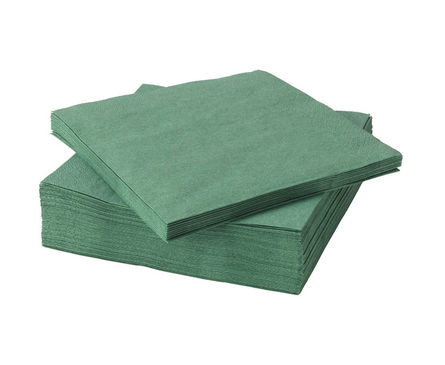 Salvrätikud 33 x 33 tumeroheline, 3-kihiline, pakis 250 tk, kastis 6 pk