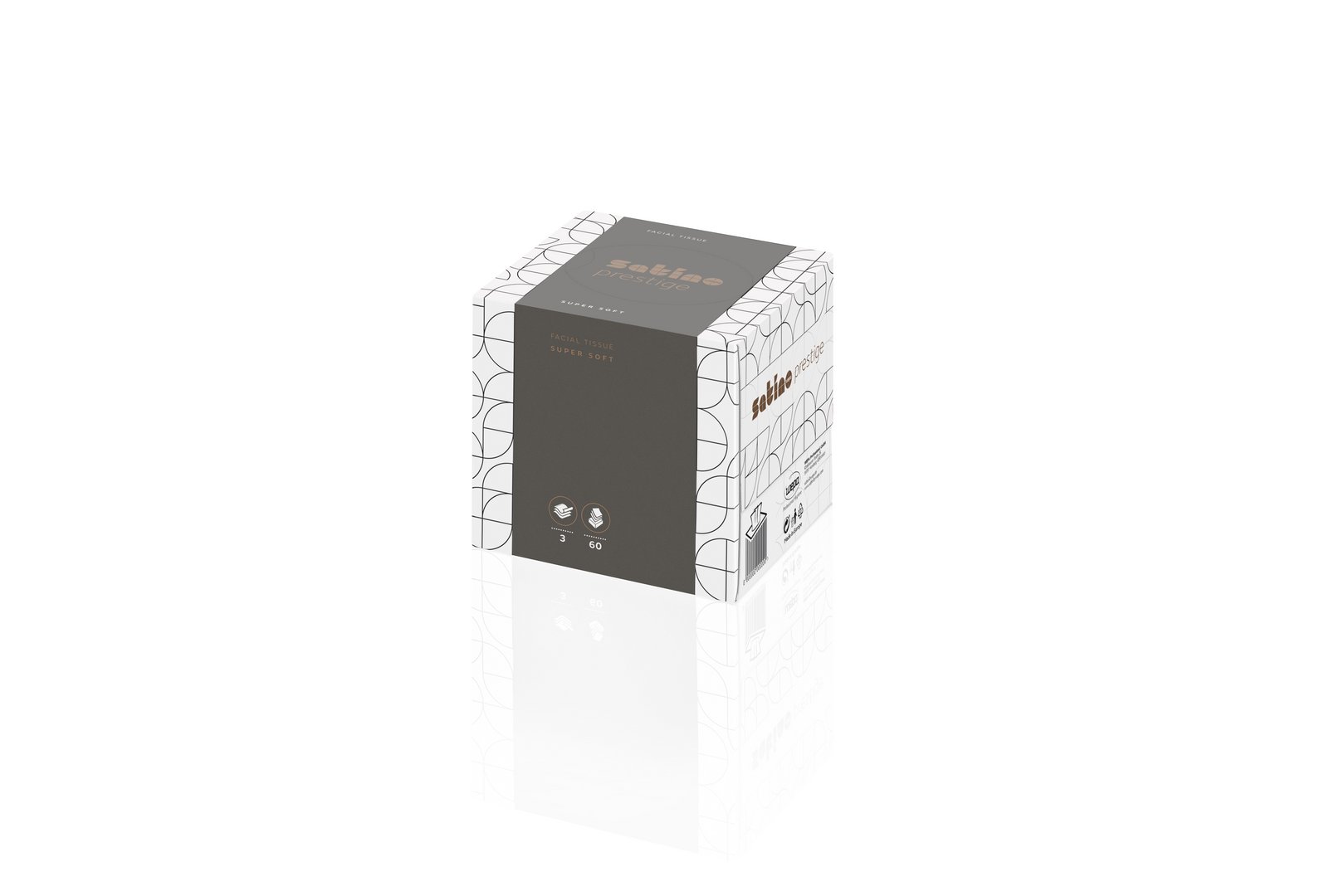 Satino Prestige Cube kosmeetilised salvrätikud, 3x valge, pakis 60lehte, kastis 30pakki