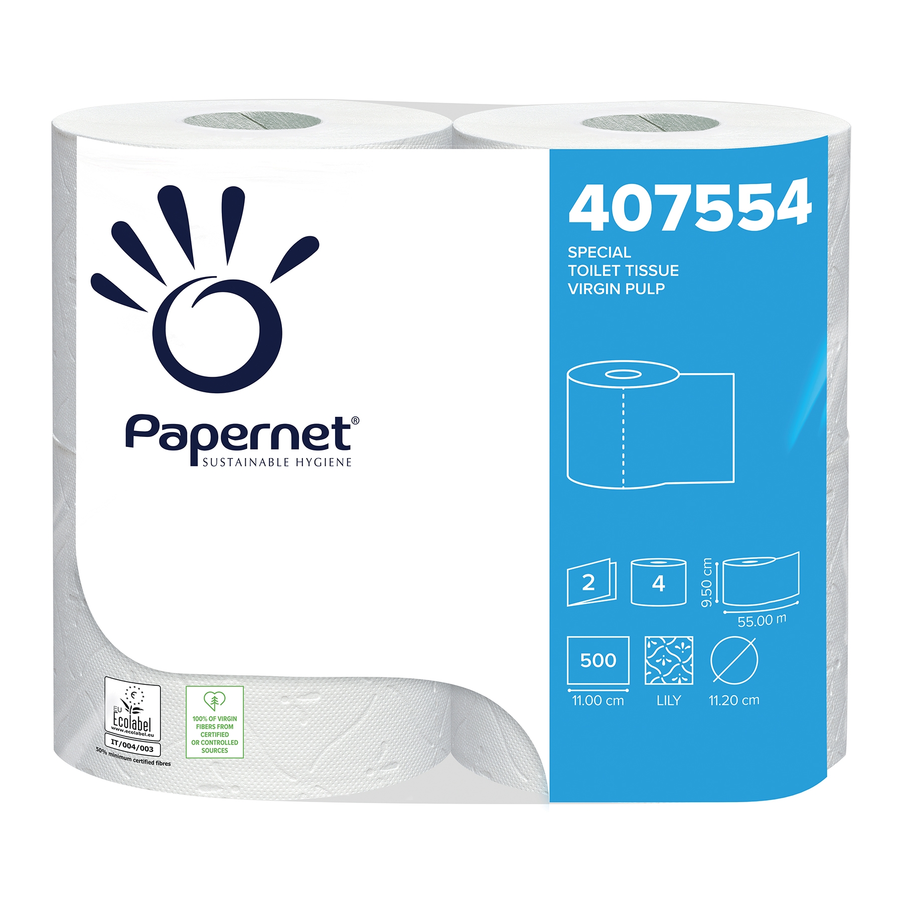 Papernet® tualettpaber tavarull 55m, 2x valge, pakis: 15x4rulli