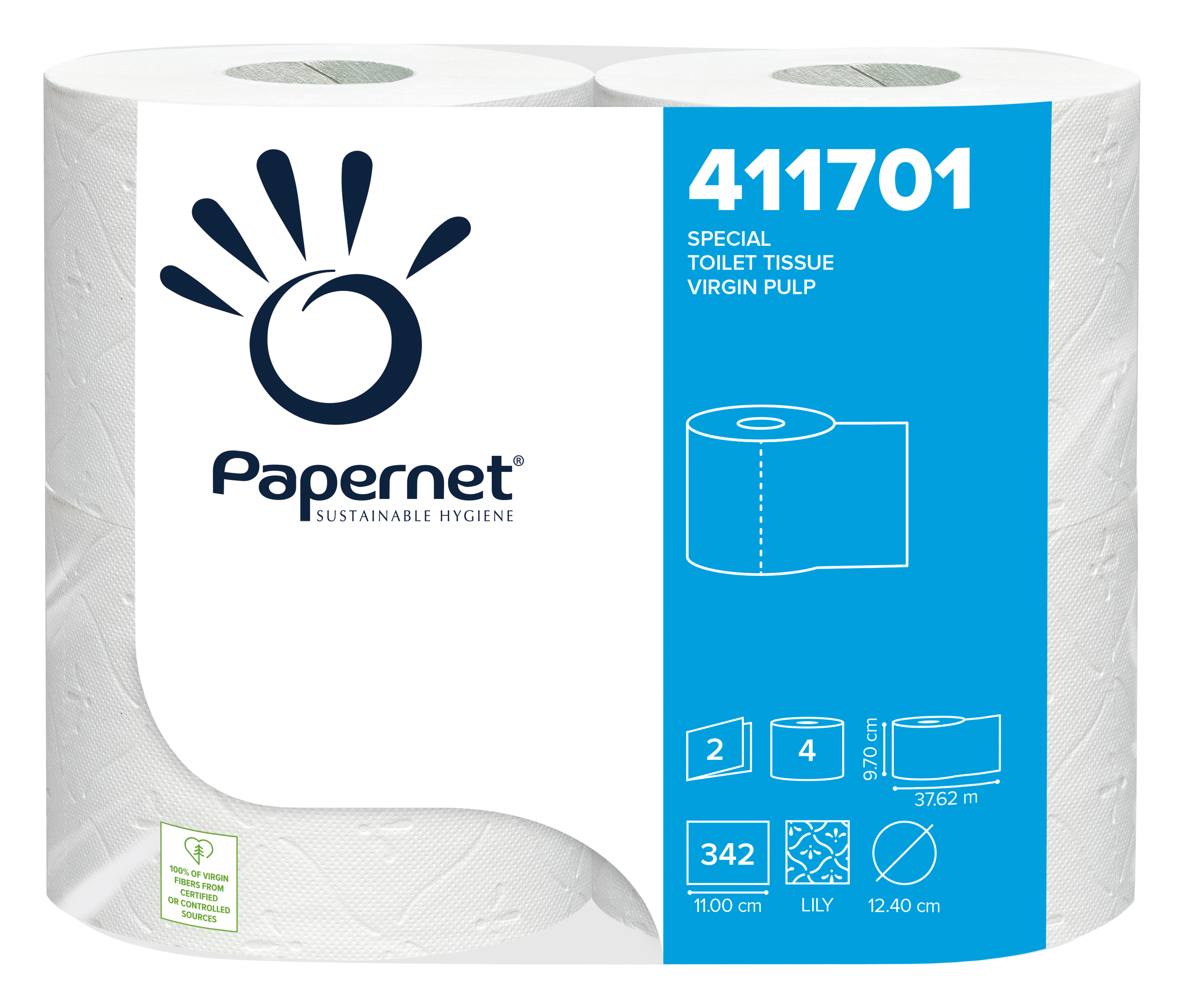 Papernet®  WC paber, väike rull, pakis 15x4 rulli, 37,6m, 2-kih, valge