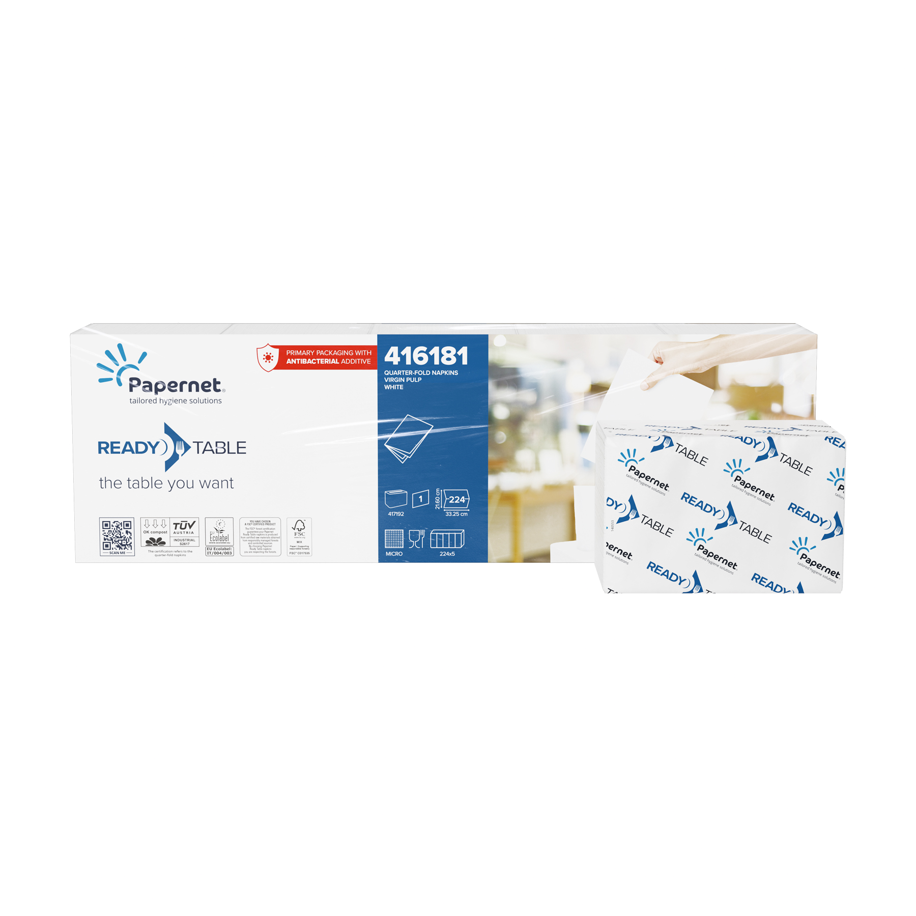 Papernet® Non-stop salvrätikud, 1x valge, pakis 5x224tk, kastis 8pakki