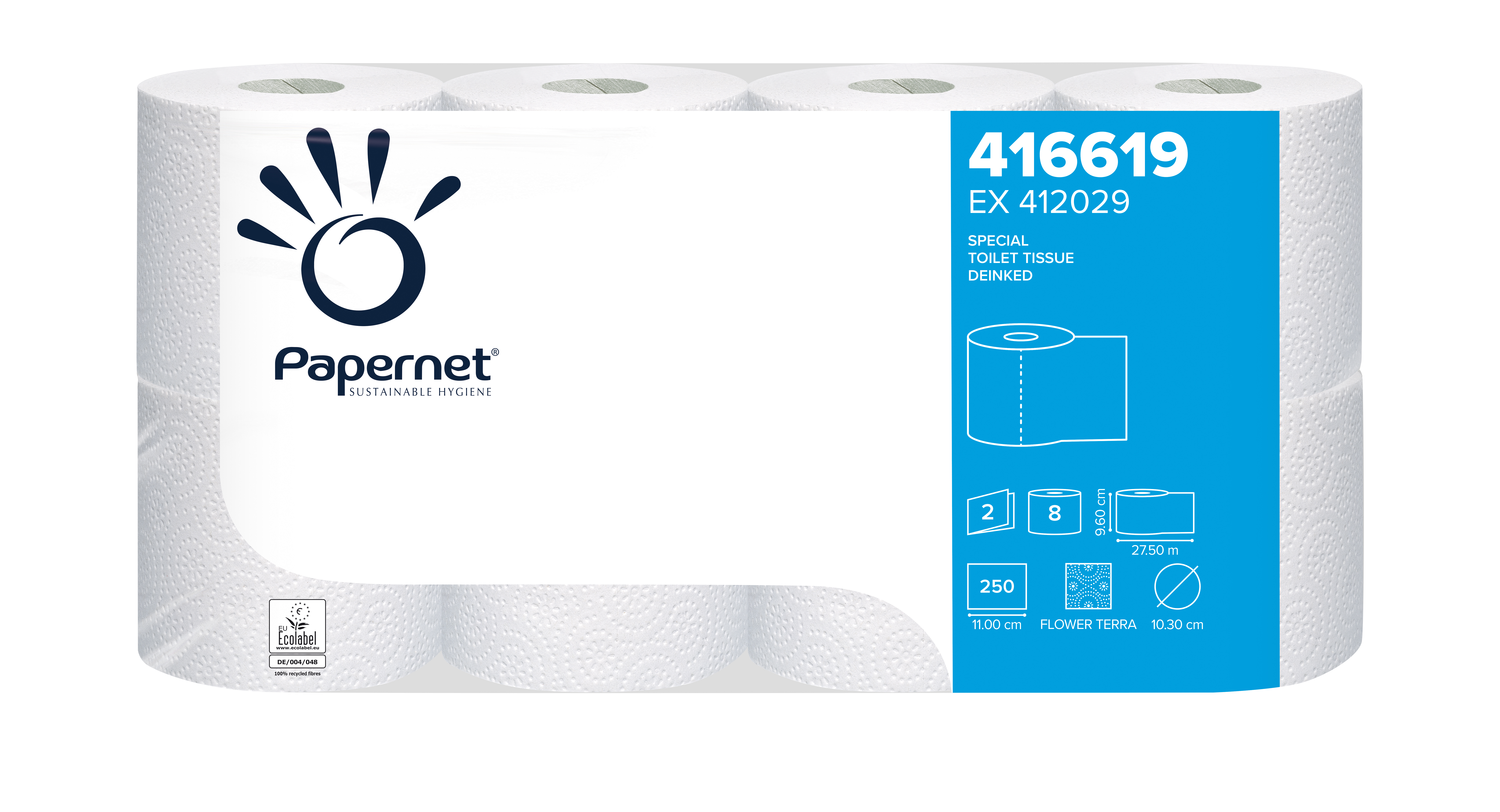 Papernet® tualettpaber tavarull 27.5m, 2x loodusvalge, pakis: 8x8rulli