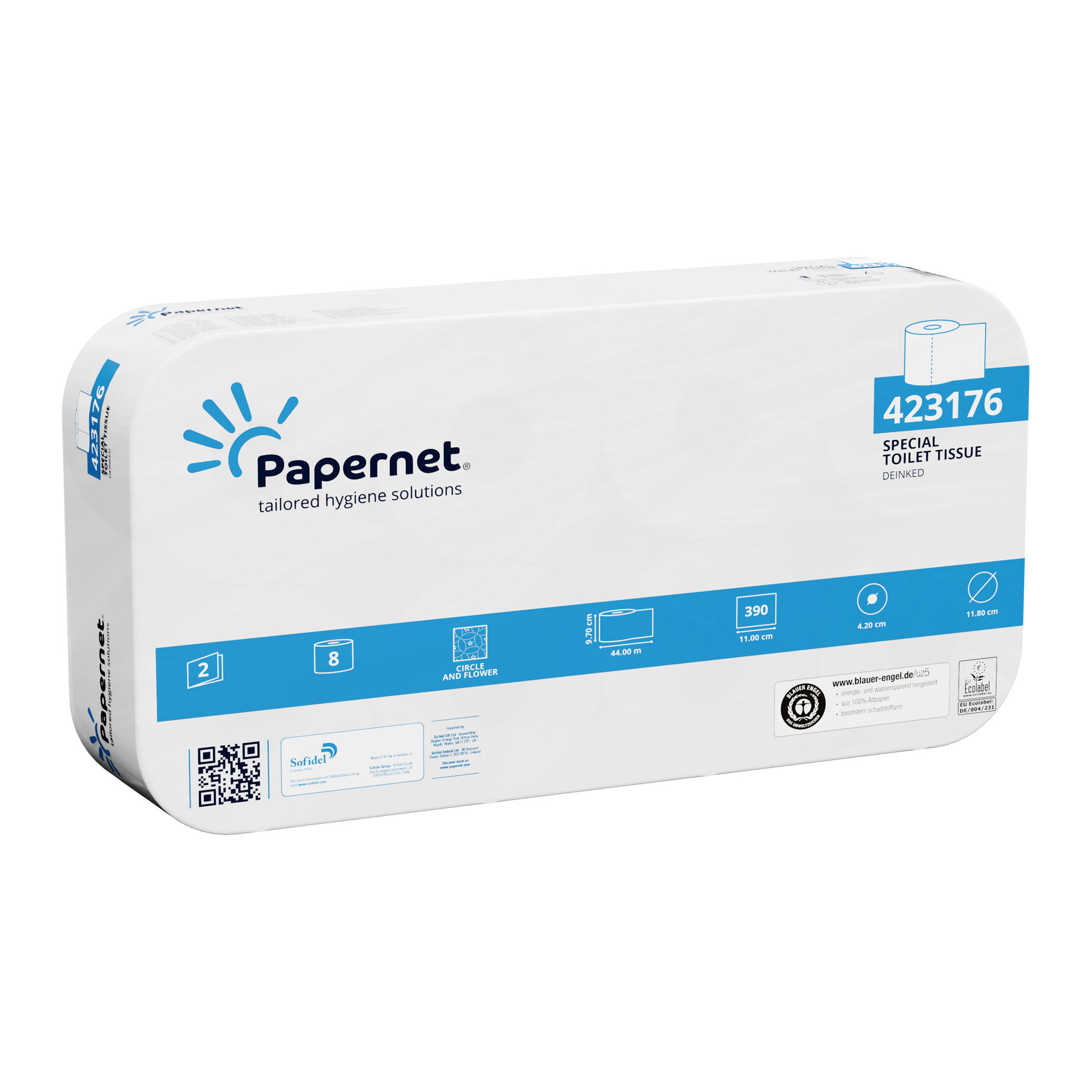 Papernet® tualettpaber tavarull 44m, 2x loodusvalge, pakis 8x6rulli