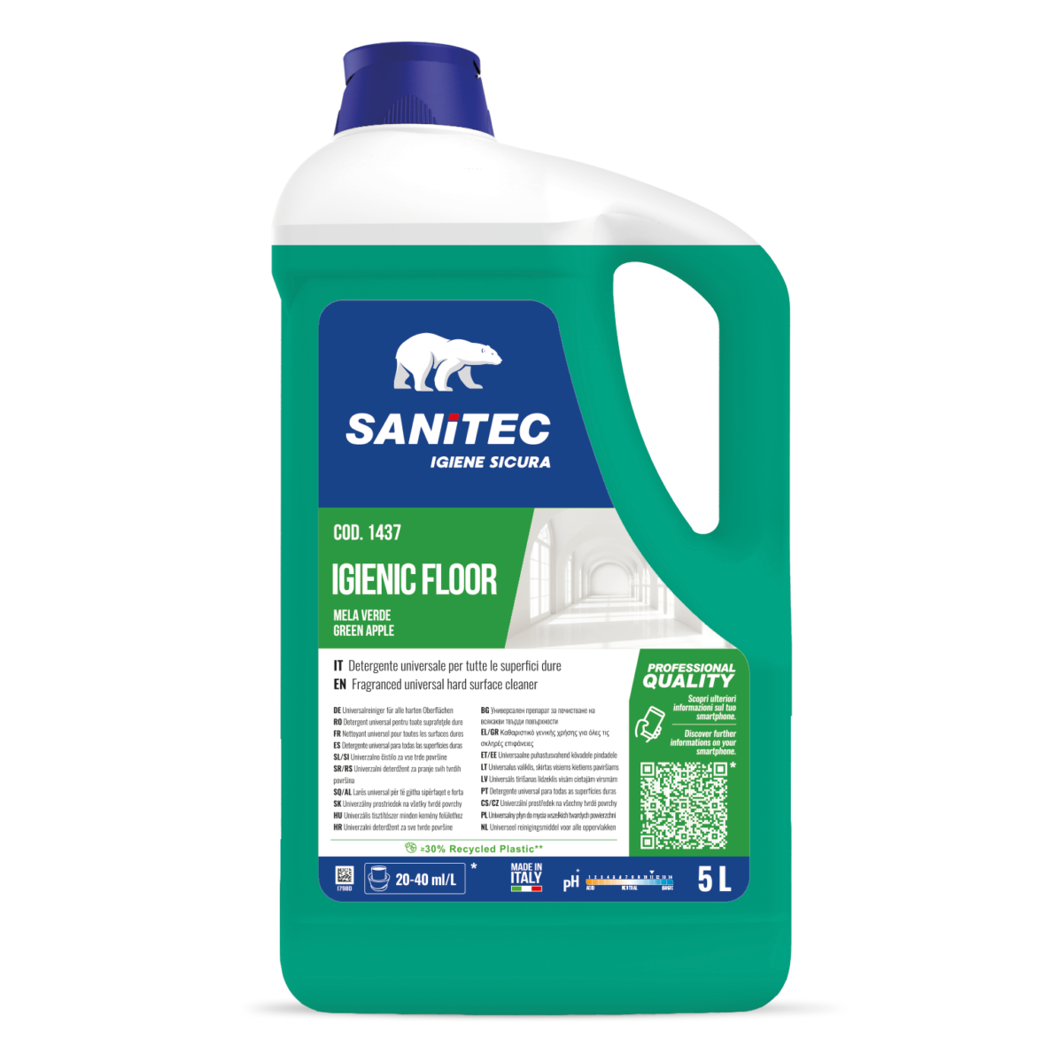 Sanitec Igienic Floor Green Apple põrandapesuaine 5L, kastis 2tk