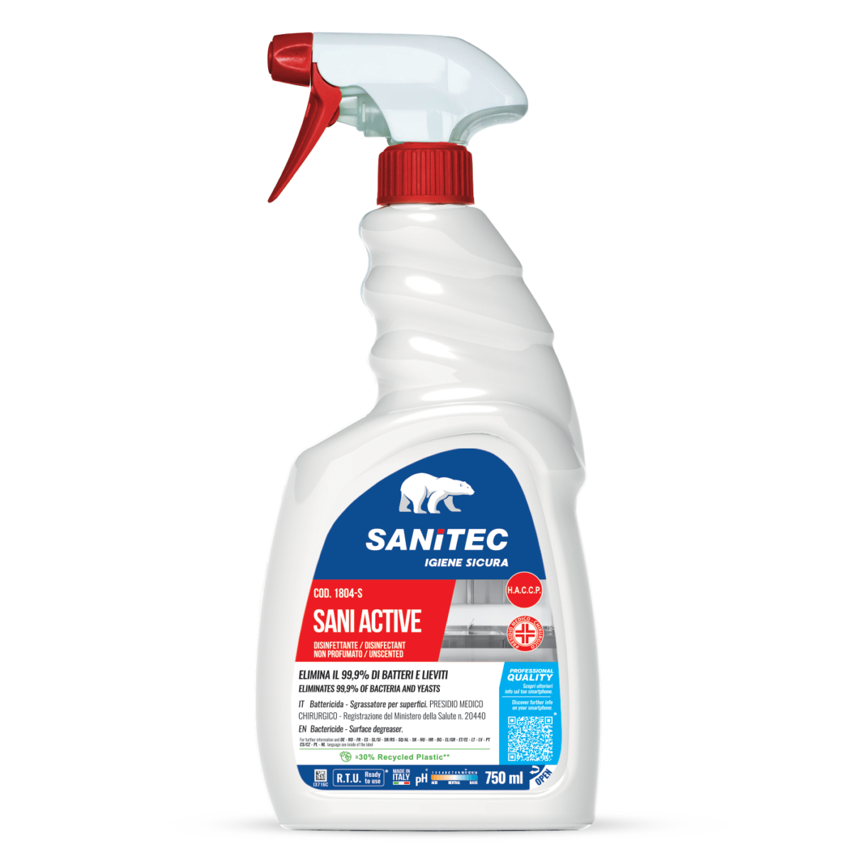 Sanitec Sani Active desinfitseeriv lõhnatu puhastusaine 750ml pihustiga, kastis 6tk