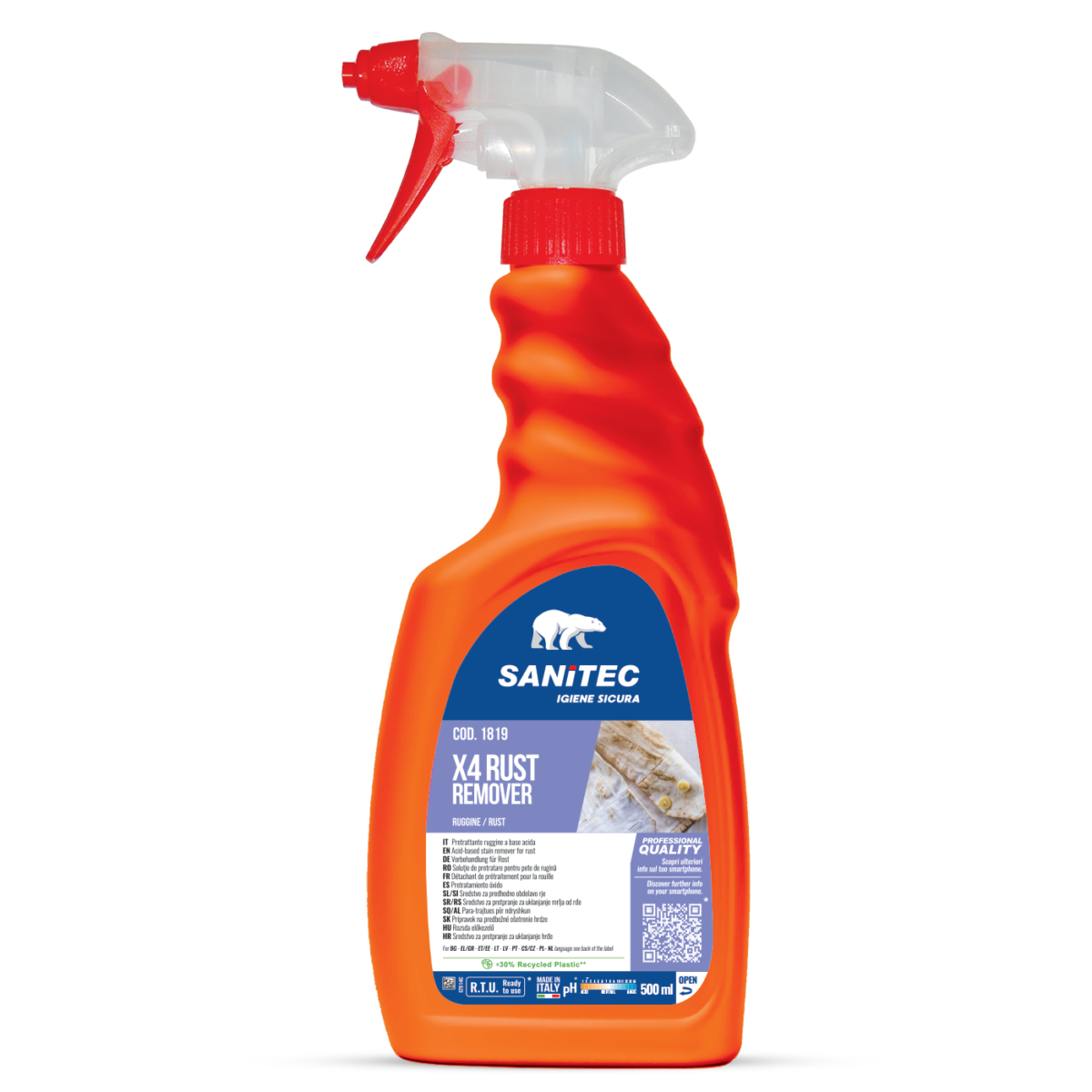 Sanitec X4 Acid plekieemaldusaine riietele (rooste) 500ml, kastis 6tk