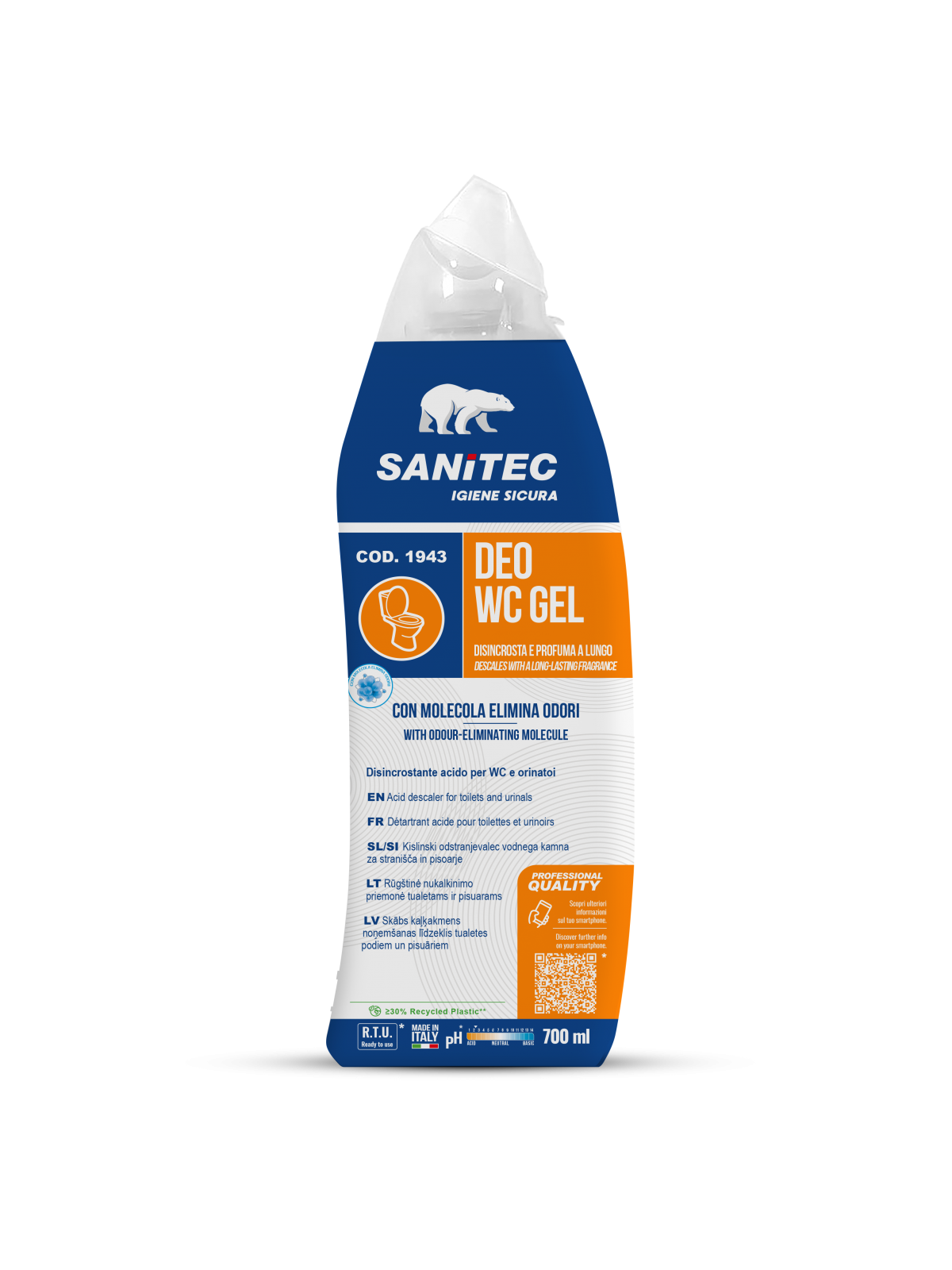 Sanitec WC Gel Deo sanitaarruumide pesuaine 700ml, kastis 8tk