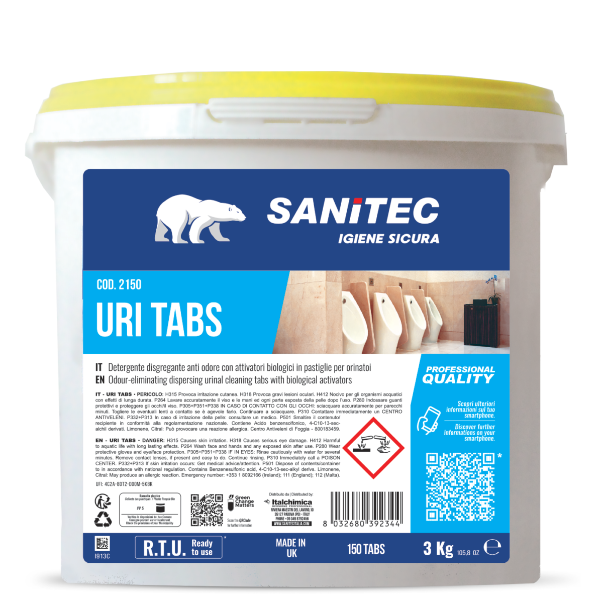 Sanitec Uri Tabs pissuaari tabletid 3kg/150tk