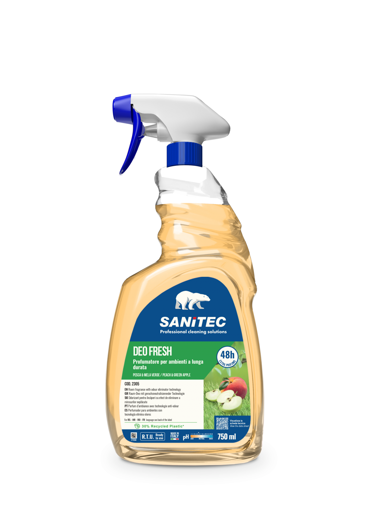 Sanitec Deo Fresh Pesca Mela verde lõhnaeemaldusaine 750ml, kastis 6k