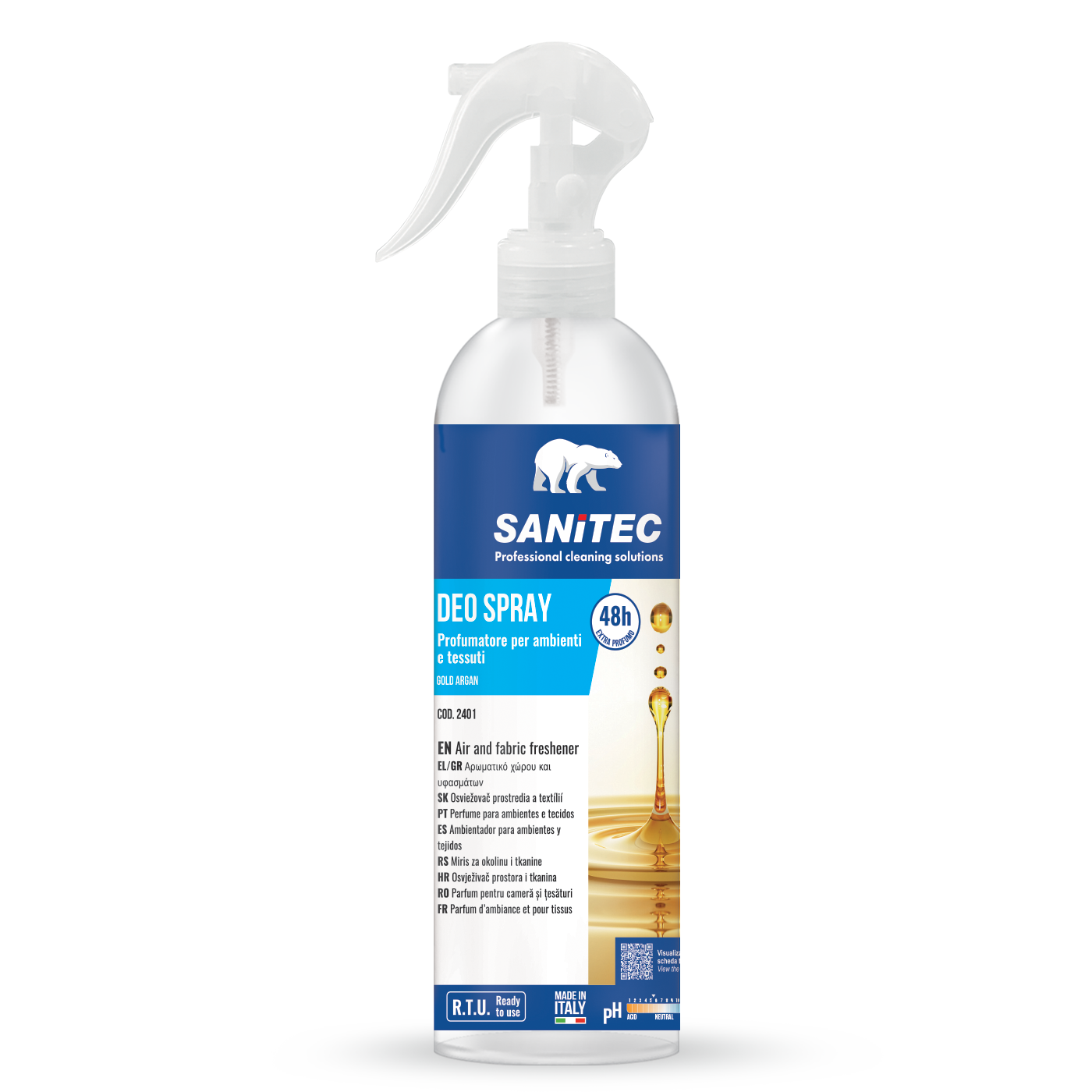 Sanitec Deo Spray Gold Argan õhuvärskendaja 300ml, pihustipudelis veepõhine, kastis 12tk