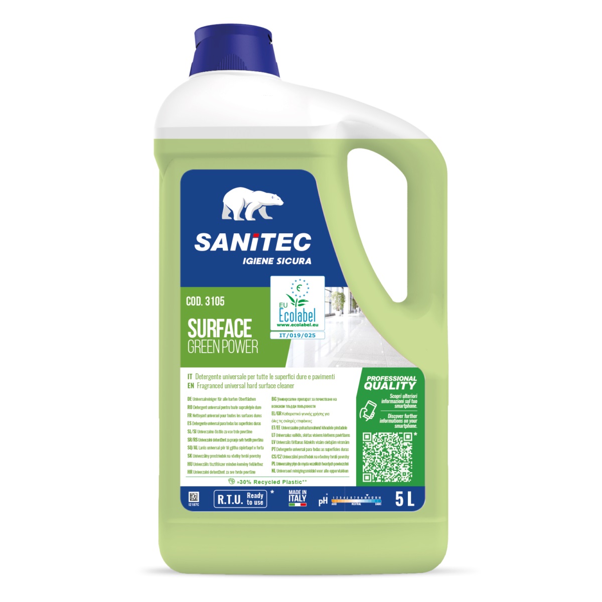 Sanitec Surface Green Power universaalne puhastusaine 5L, kastis 2tk