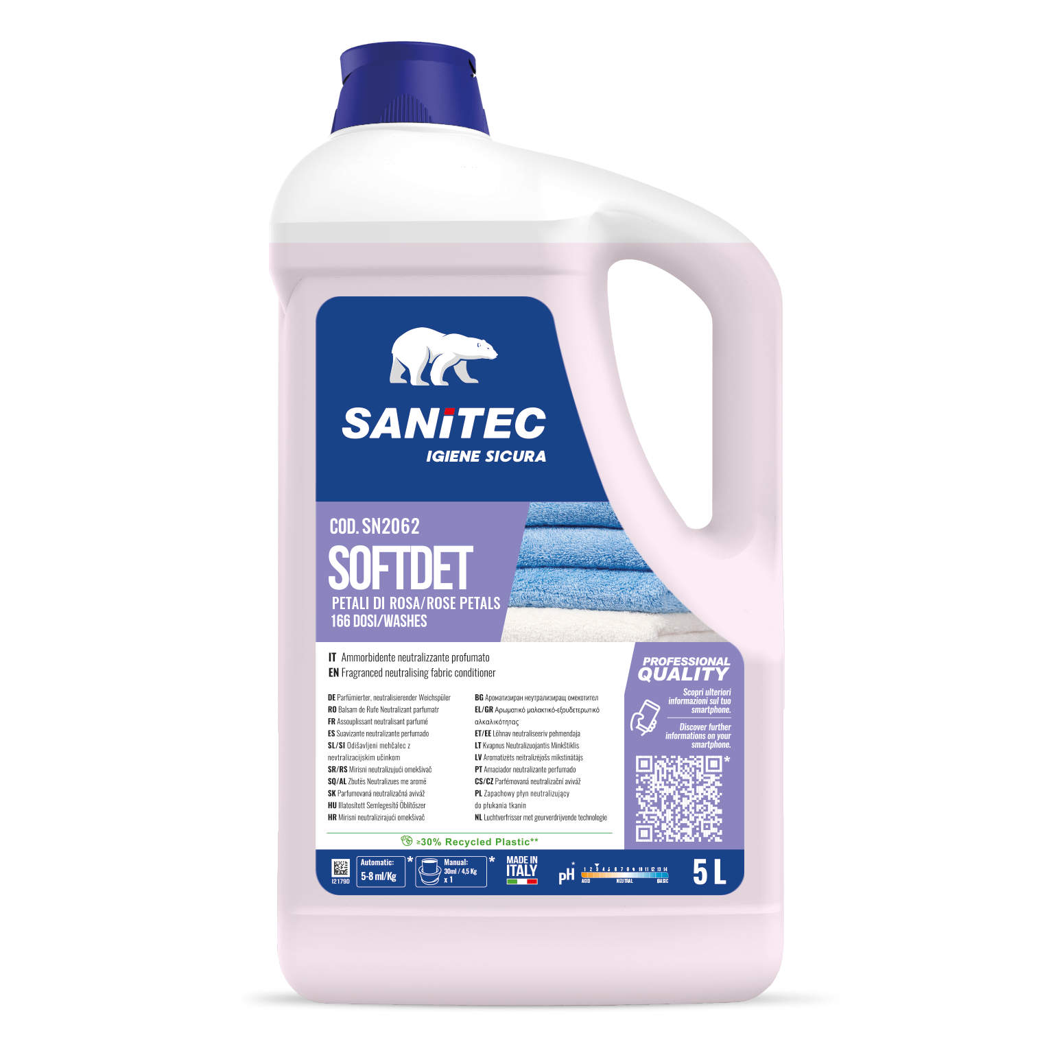 Sanitec Softdet Rose Petals pesuloputusaine 5L, kastis 2tk