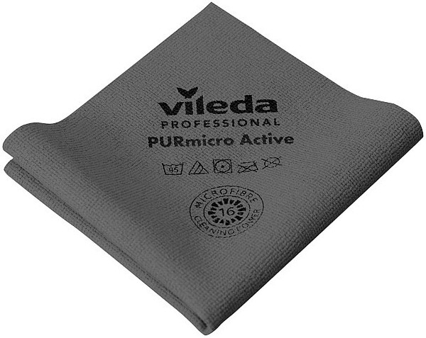 Vileda PURmicro Active mikrokiudrätik, hall, 38x35cm, pakis 5tk, kastis 20pakki